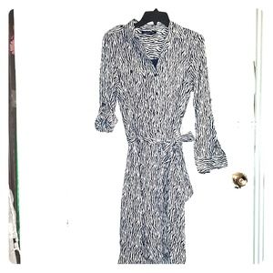 Navy and white zebra print Shirt dress